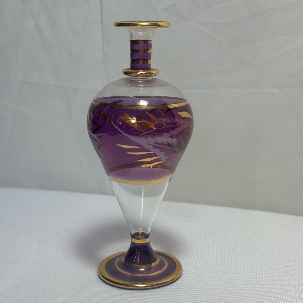 Vintage Elegant Boho Egyptian Colorful Handblown Glass Perfume Bottles Set - Picture 6 of 12